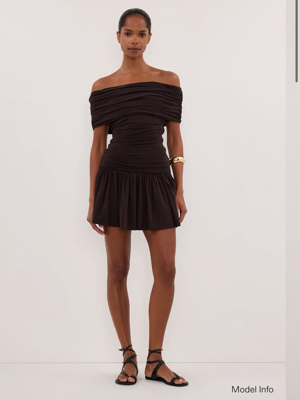 DISSH One-Shoulder Ruched Mini Dress in Dark Brown